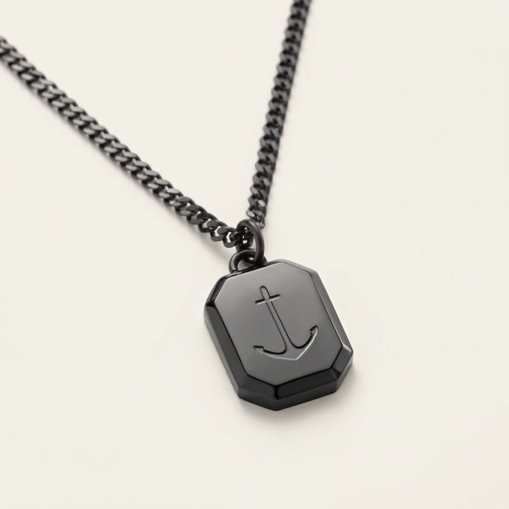 Octagonal Necklace Anchor Black
