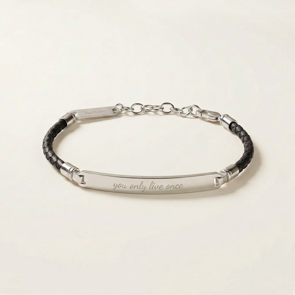 ID Bracelet Leather Brown Silver