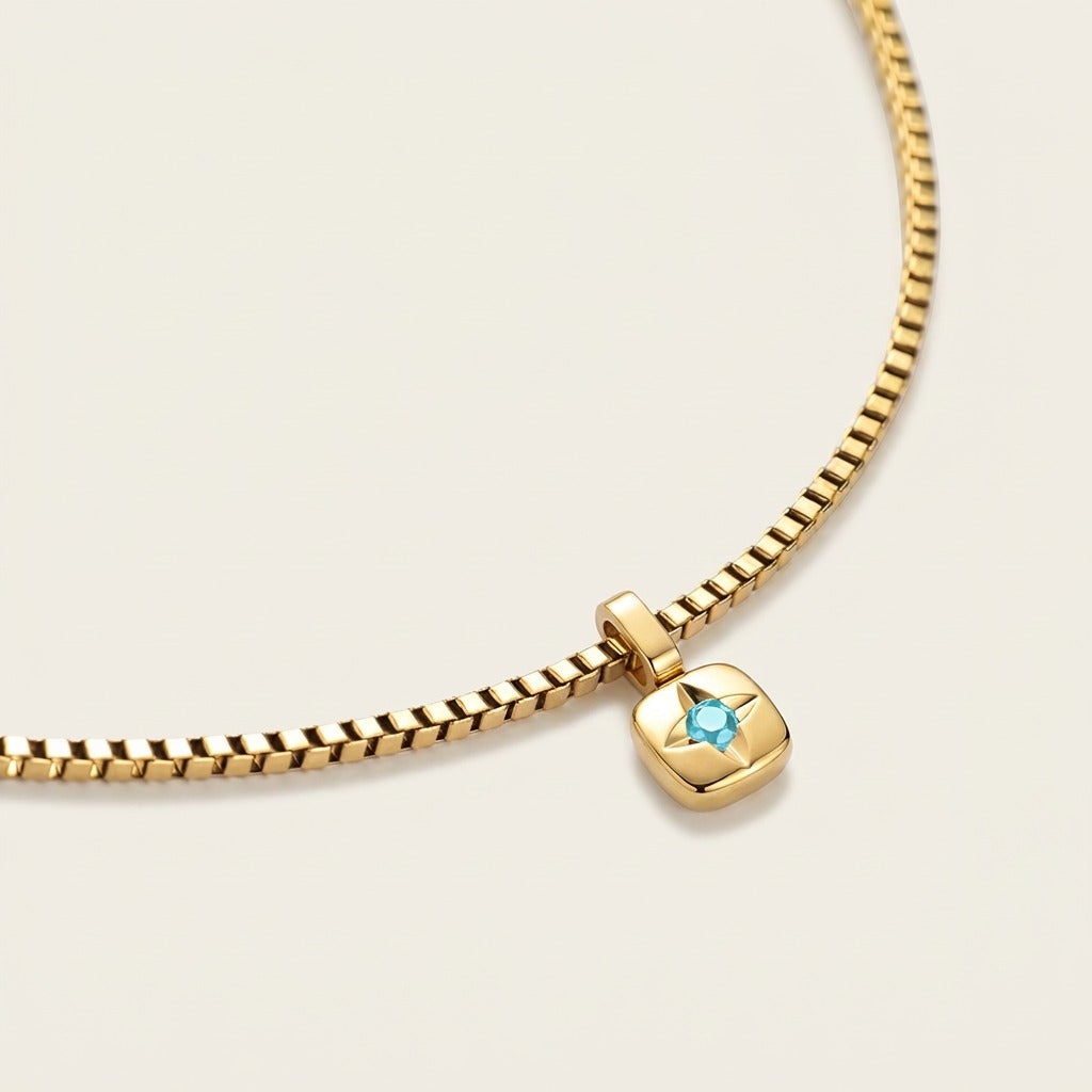 Birthstone December Necklace Gold