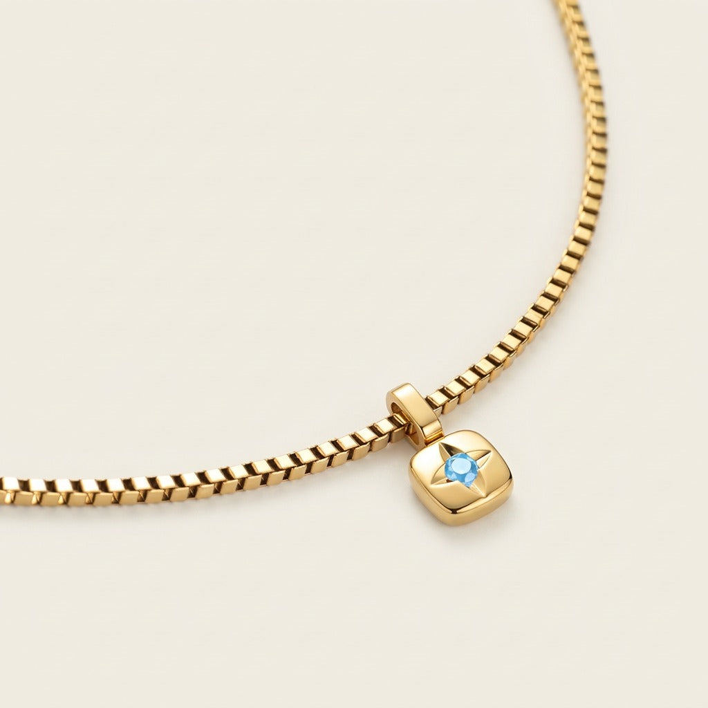 Birthstone March Collier Or