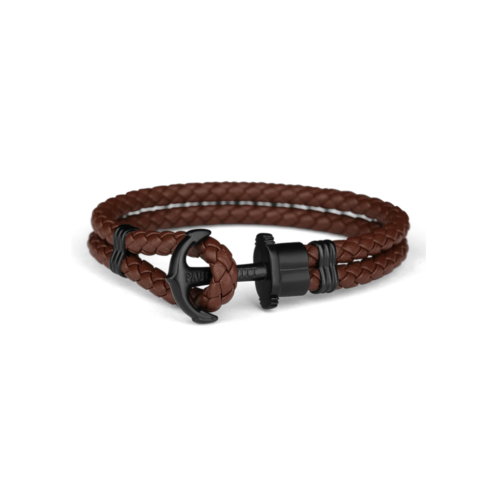 Bracelet Ancre Phrep Cuir Noir Marron