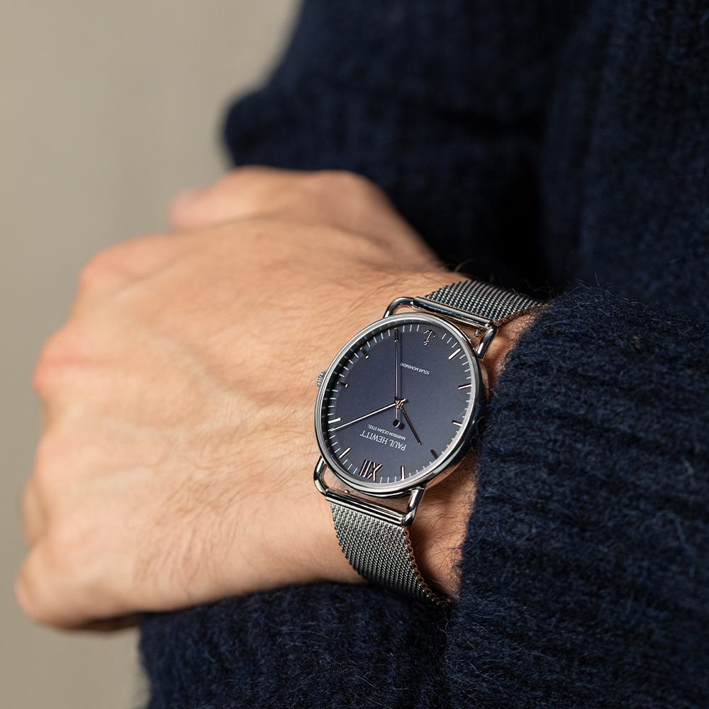 Sailor 39 mm Uhr Silber Blau