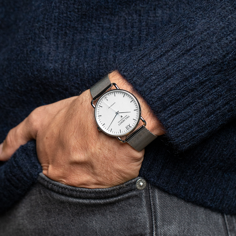 Sailor 39 mm Uhr Silber Weiß