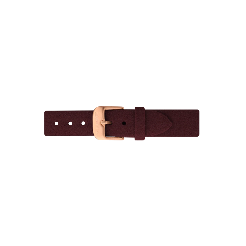 Alcantara Uhrenarmband Roségold Dark Berry 16 mm