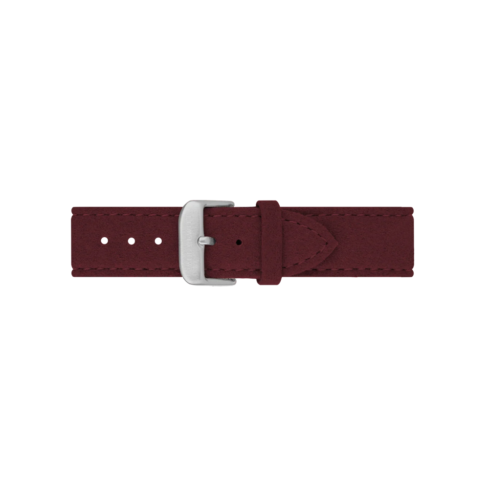 Alcantara Uhrenarmband Silber Dark Berry 20 mm