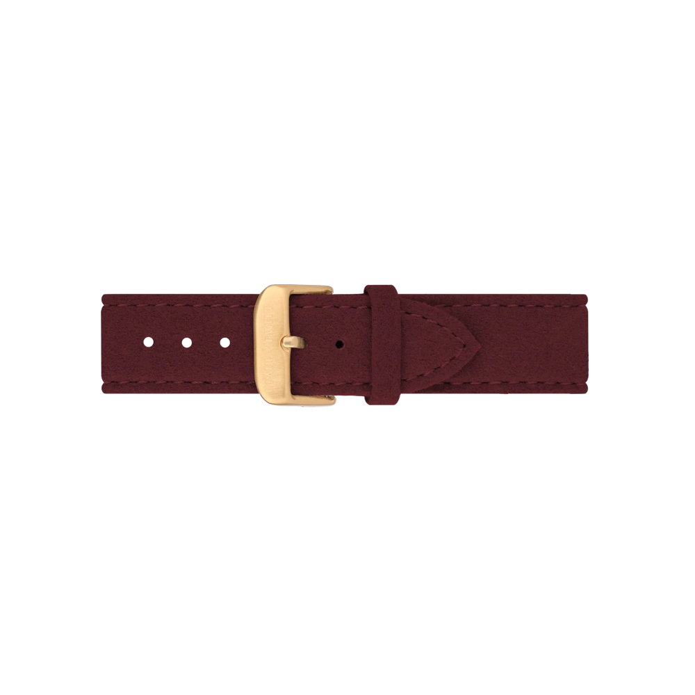 Alcantara Uhrenarmband Gold Dark Berry 20 mm
