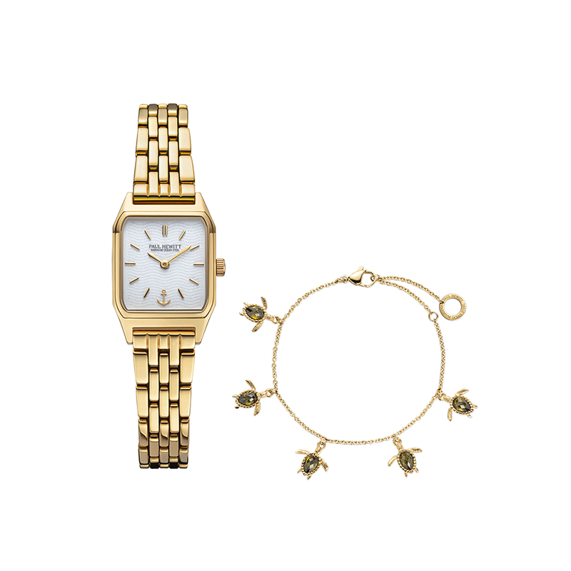 Gift set Petit Soleil watch and Turtle bracelet Gold PAUL HEWITT
