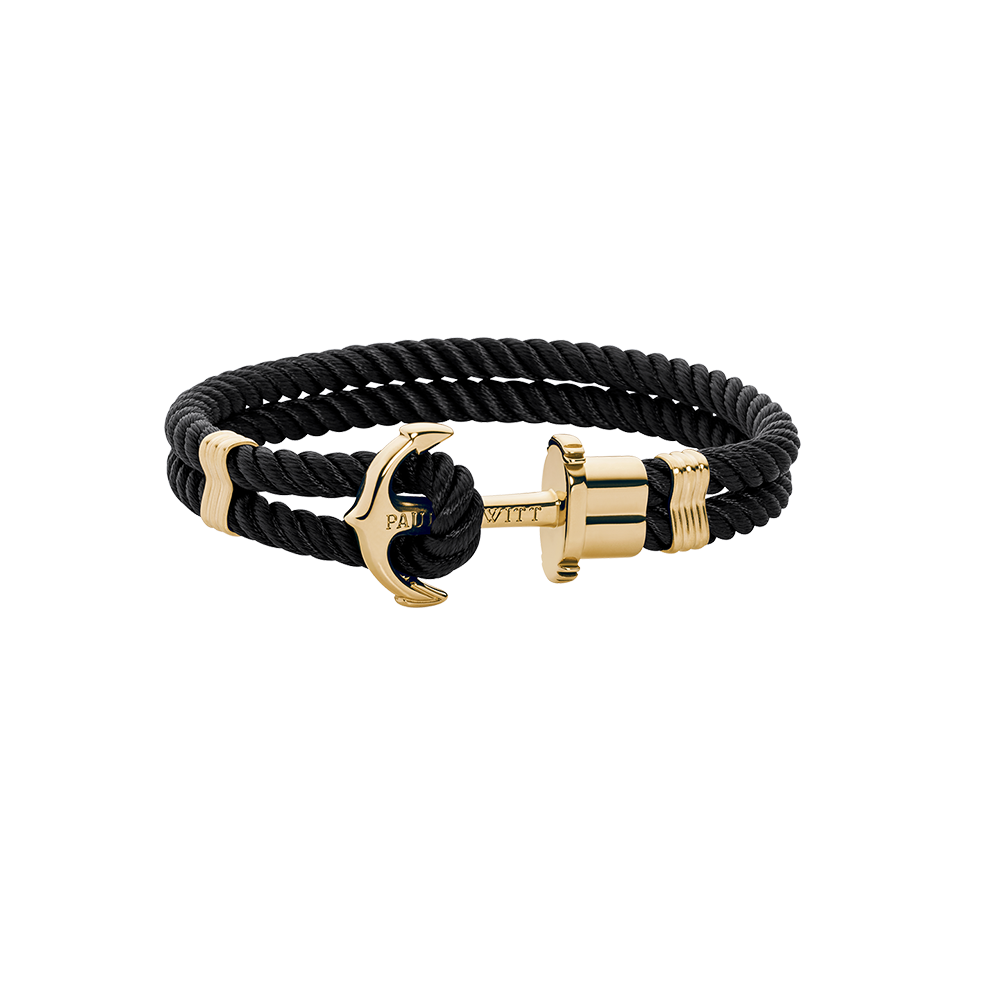 Ankerarmband Phrep Gold Nylon Schwarz
