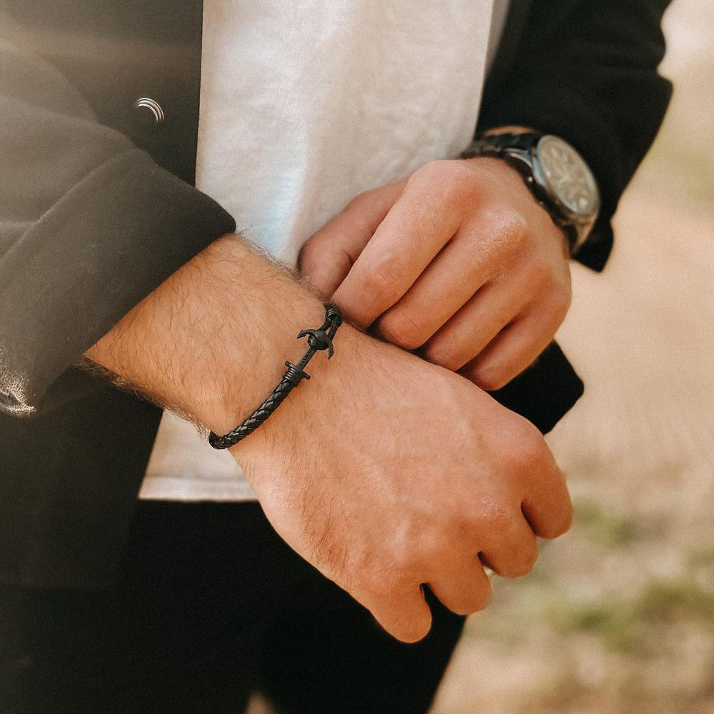 Ankerarmband Phrep Lite Schwarz Leder Schwarz