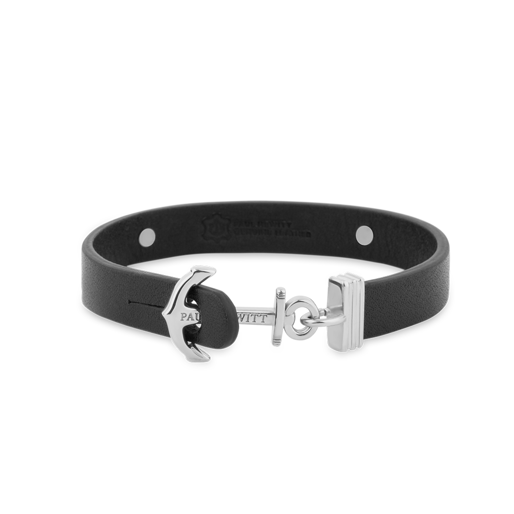 Ankerarmband Signum Silber Leder Schwarz