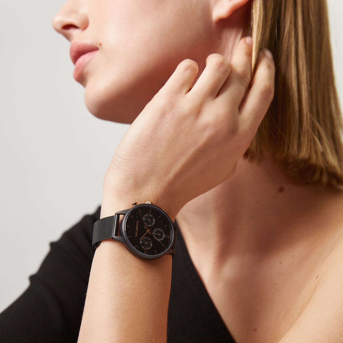 Uhr Everpulse Black Sunray Schwarz Mesh