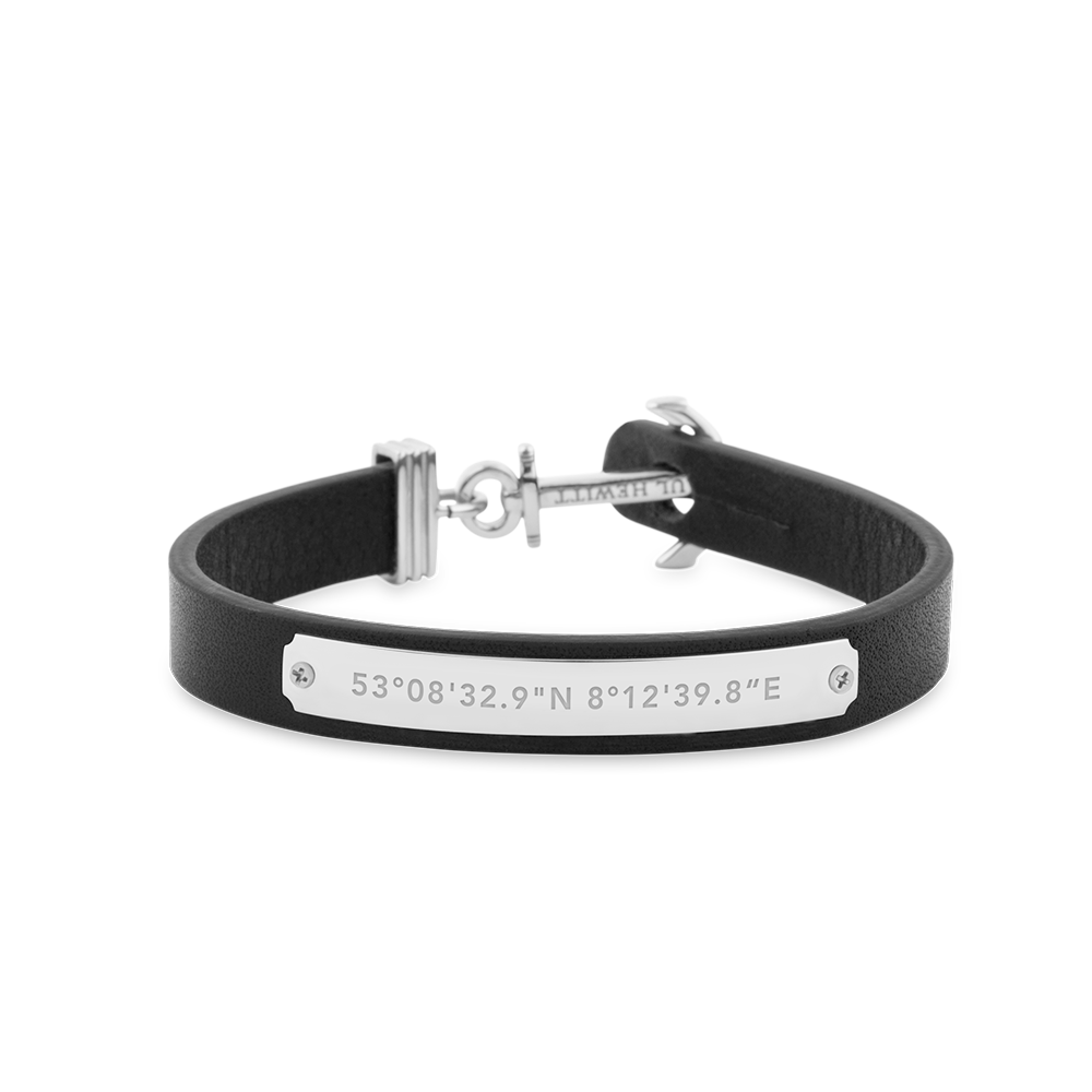 Ankerarmband Signum Silber Leder Schwarz