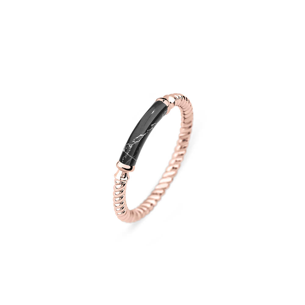 Ring Starboard Roségold Black Marble