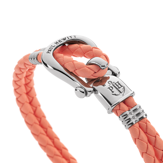 Armband Phinity Silber Leder Apricot