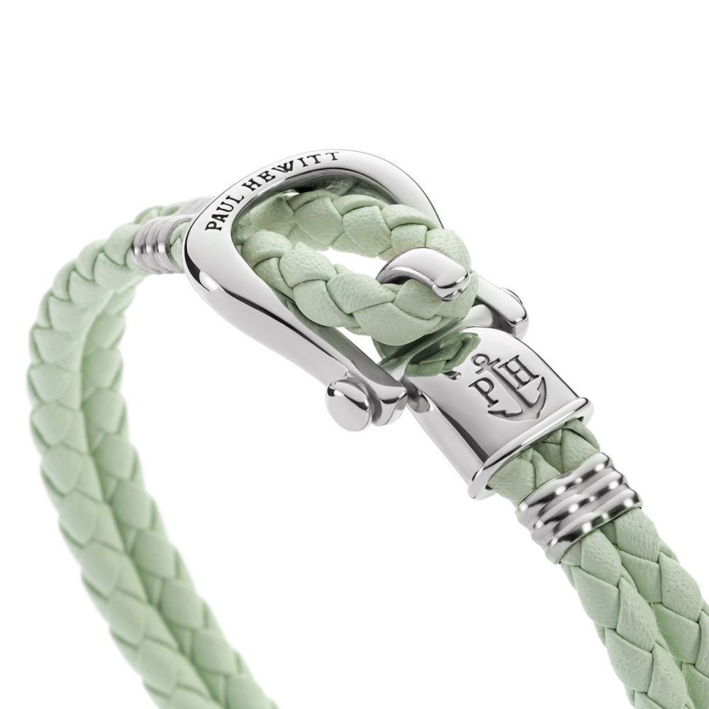 Armband Phinity Silber Leder Mint