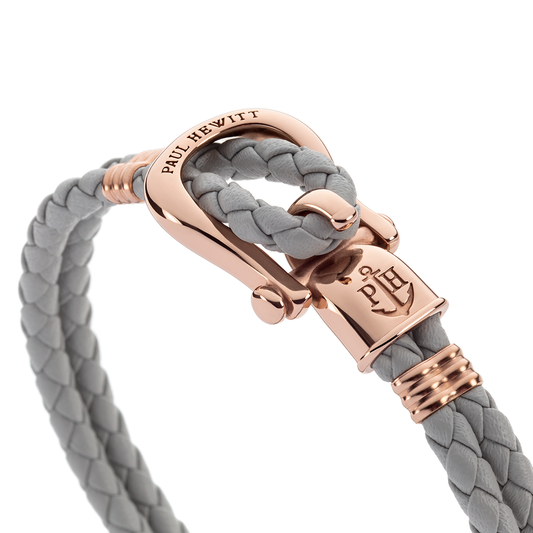 Armband Phinity Roségold Leder Grau