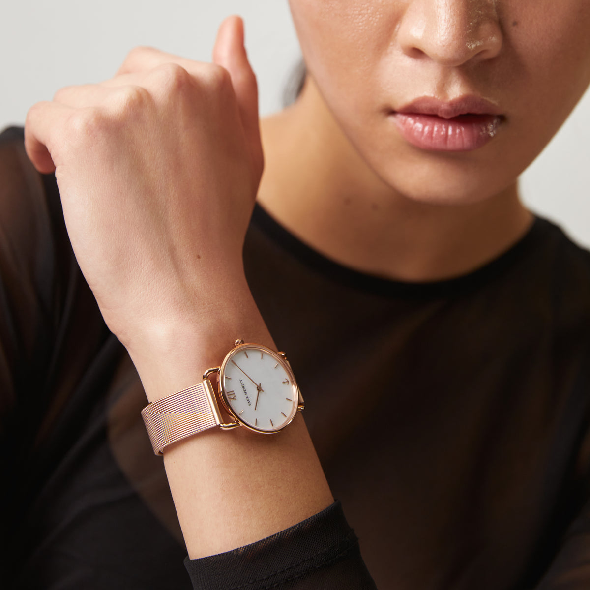 Uhr Miss Ocean Pearl Roségold Mesh
