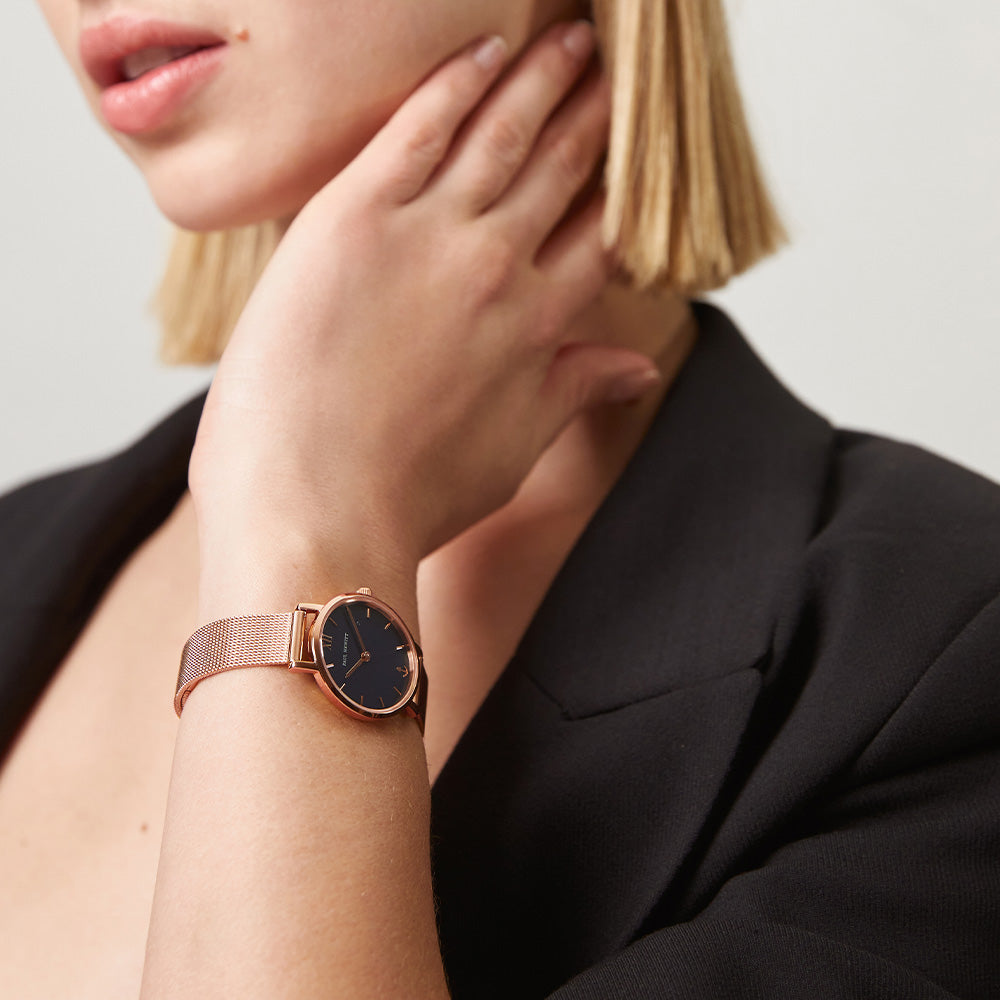 Uhr Modest Blue Lagoon Roségold Mesh