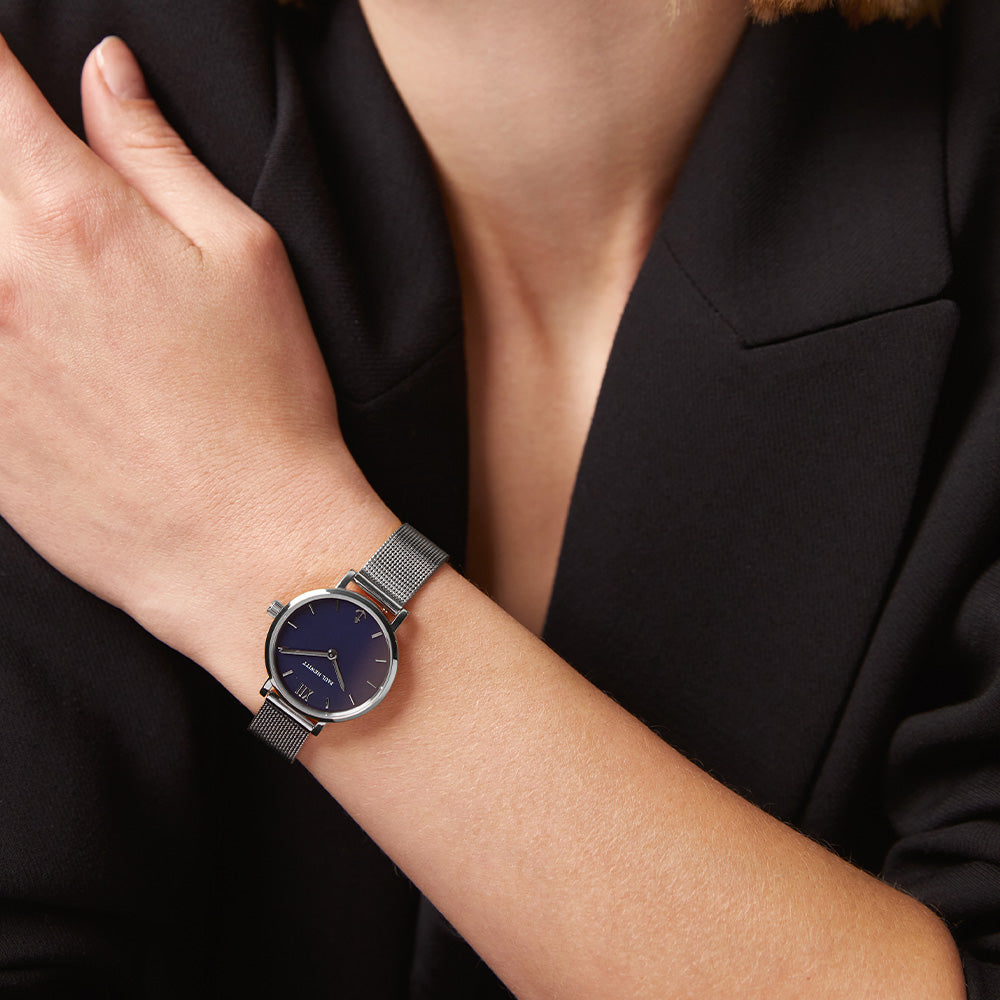 Uhr Modest Blue Lagoon Silber Mesh