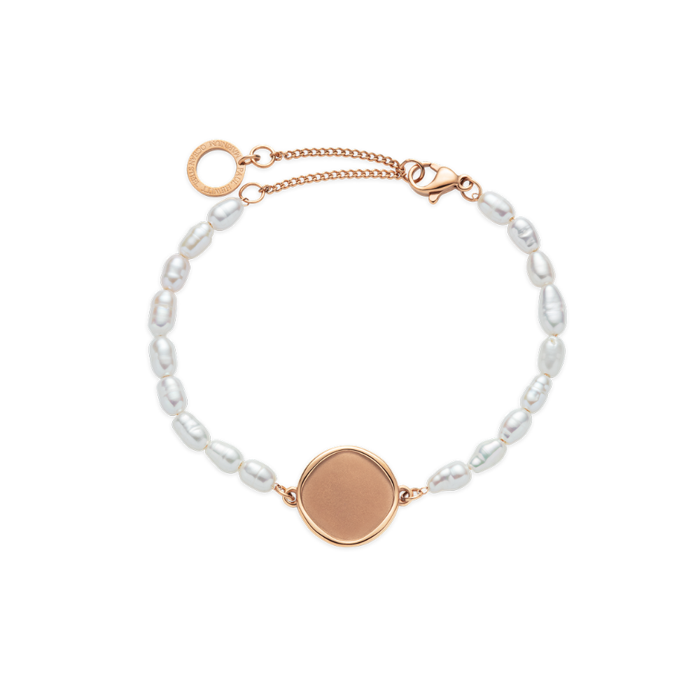 Engravable Coin Pearl Armkette Roségold