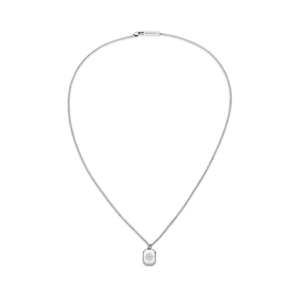 Men's Octagonal Halskette Windrose Silber