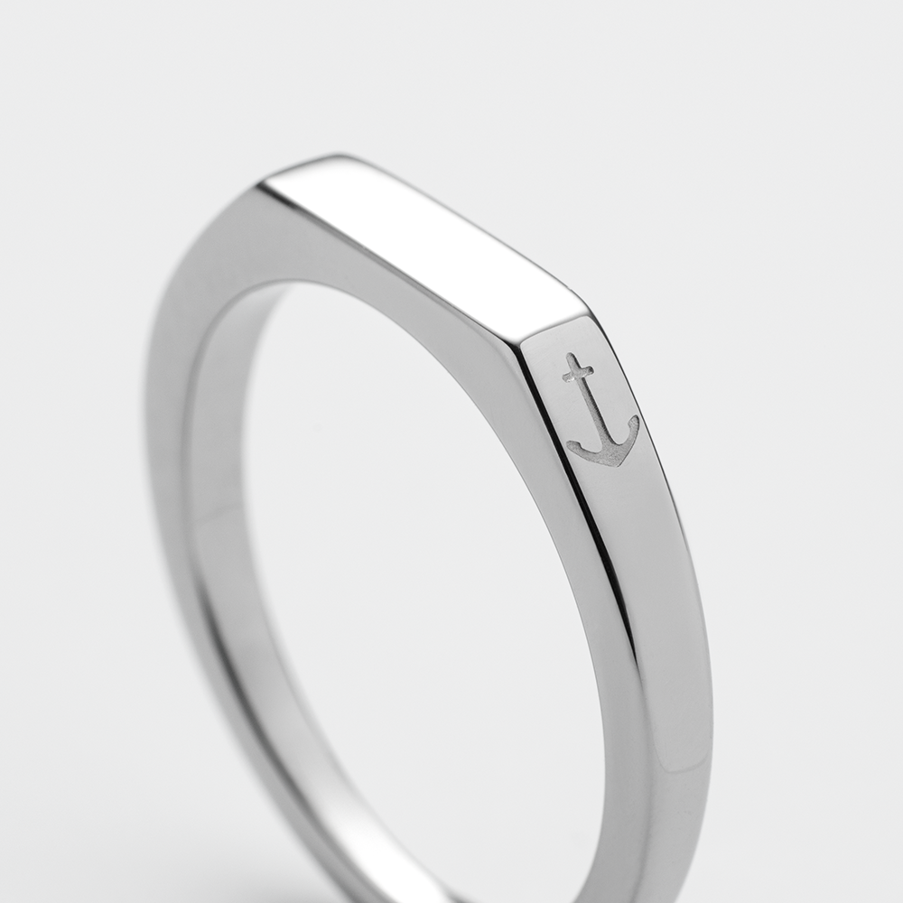 Men's Slim Signet Ring Silber