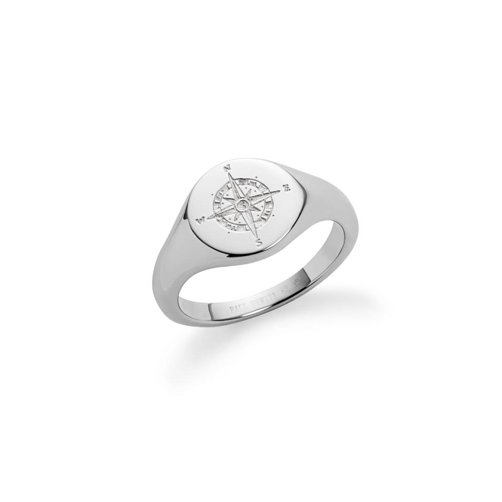 Men's Signet Ring Windrose Silber