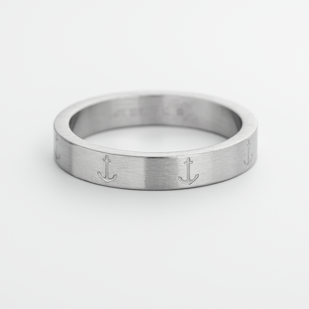 Men's Anchor Ring Silber