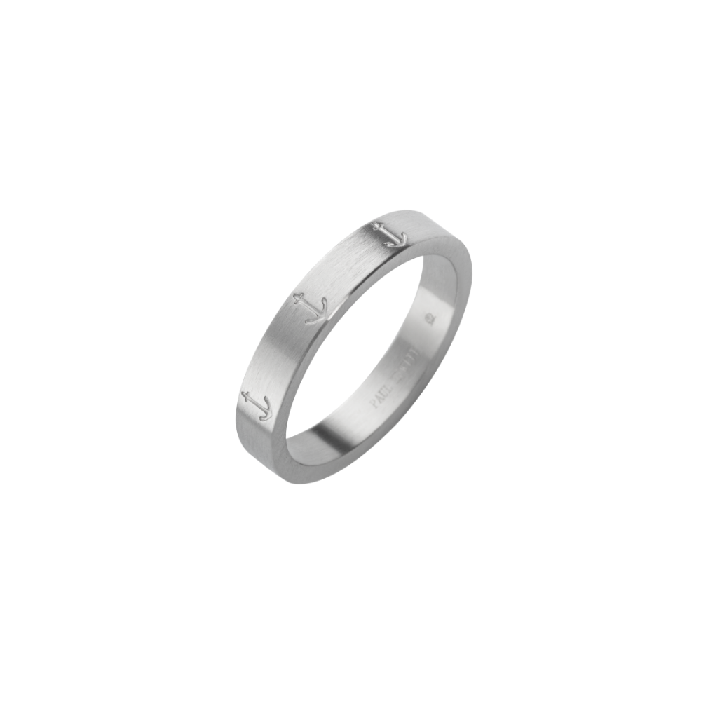 Men's Anchor Ring Silber