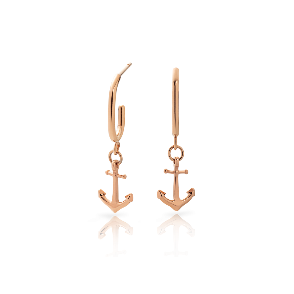 Medium Rope Fouled Anchor Earrings - Nautical Jewelry Originals