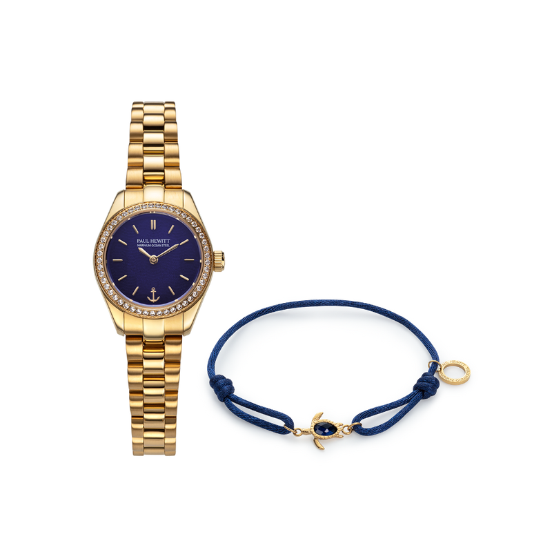 Gift Set Petit Soleil Round Watch and Turtle Band Blue PAUL HEWITT