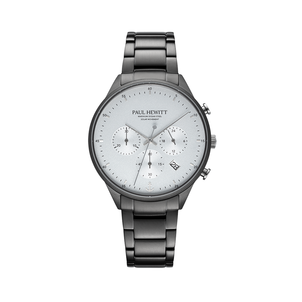 Chrono Uhr Gun Metal Weiß