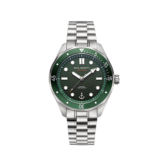Herrenuhr Ocean Diver Multilink Silber Grun PAUL HEWITT