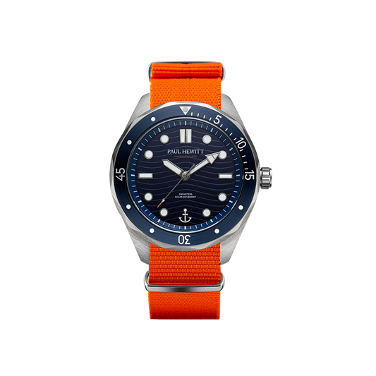 Ocean Diver Uhr Silber Blau Nato