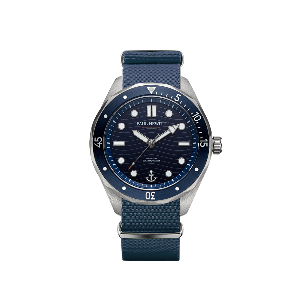 Ocean Diver Uhr Silber Blau Nato