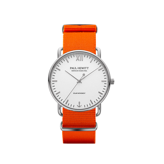 Sailor 39 mm Uhr Silber Weiß Nato