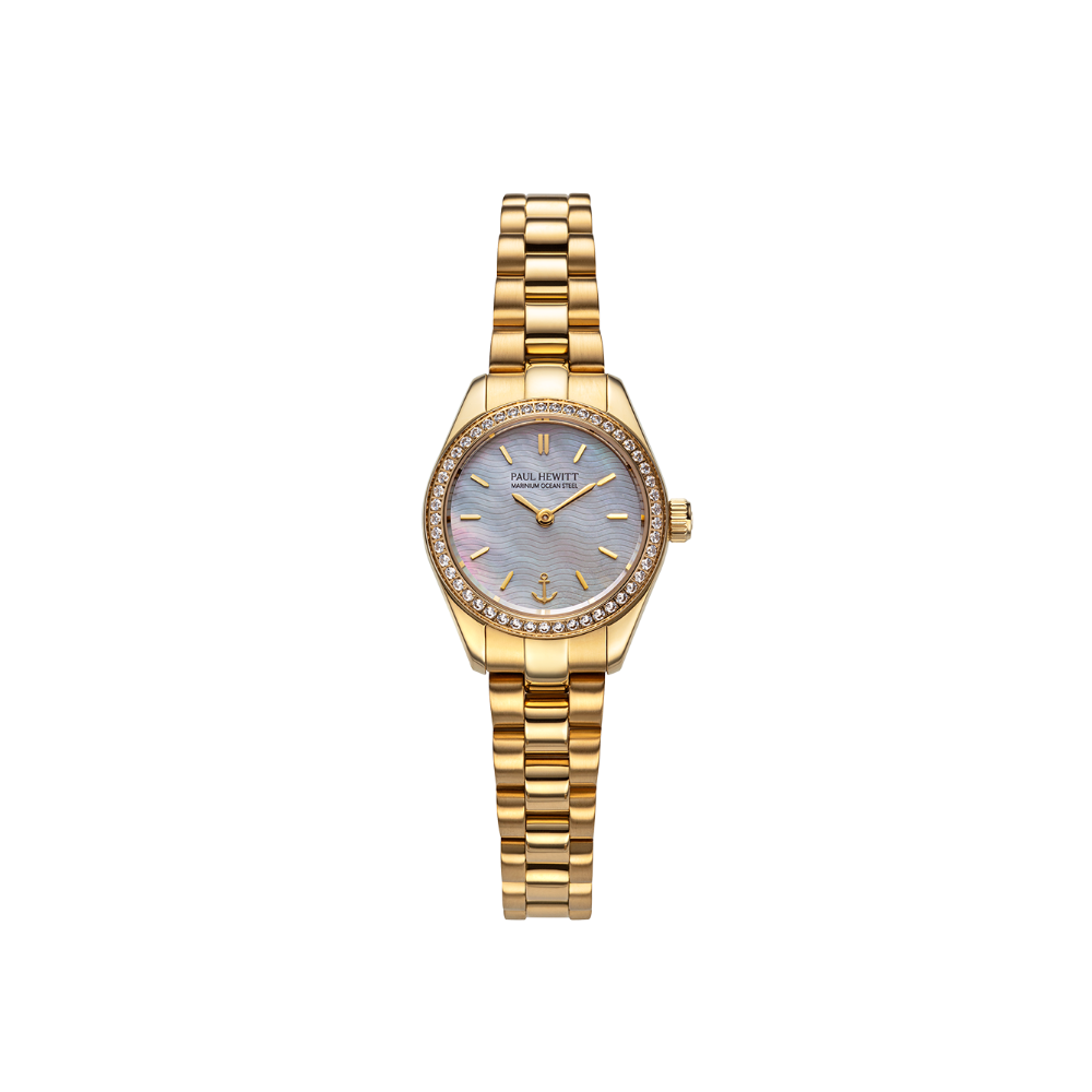 Petit Soleil Round Uhr Gold Pearl Crystal