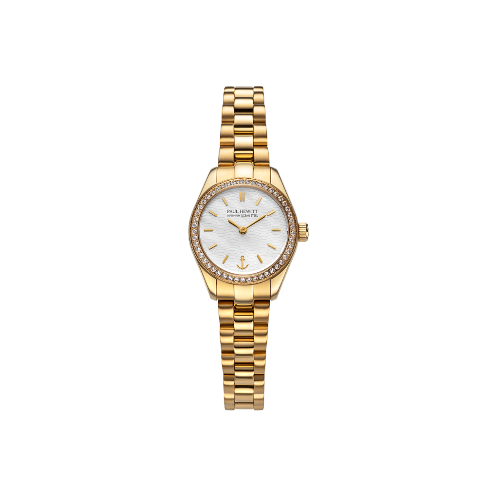 Petit Soleil Round Uhr Gold Weiß Crystal