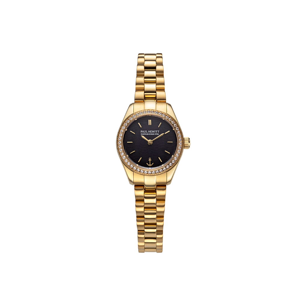 Petit Soleil Round Uhr Gold Schwarz Crystal