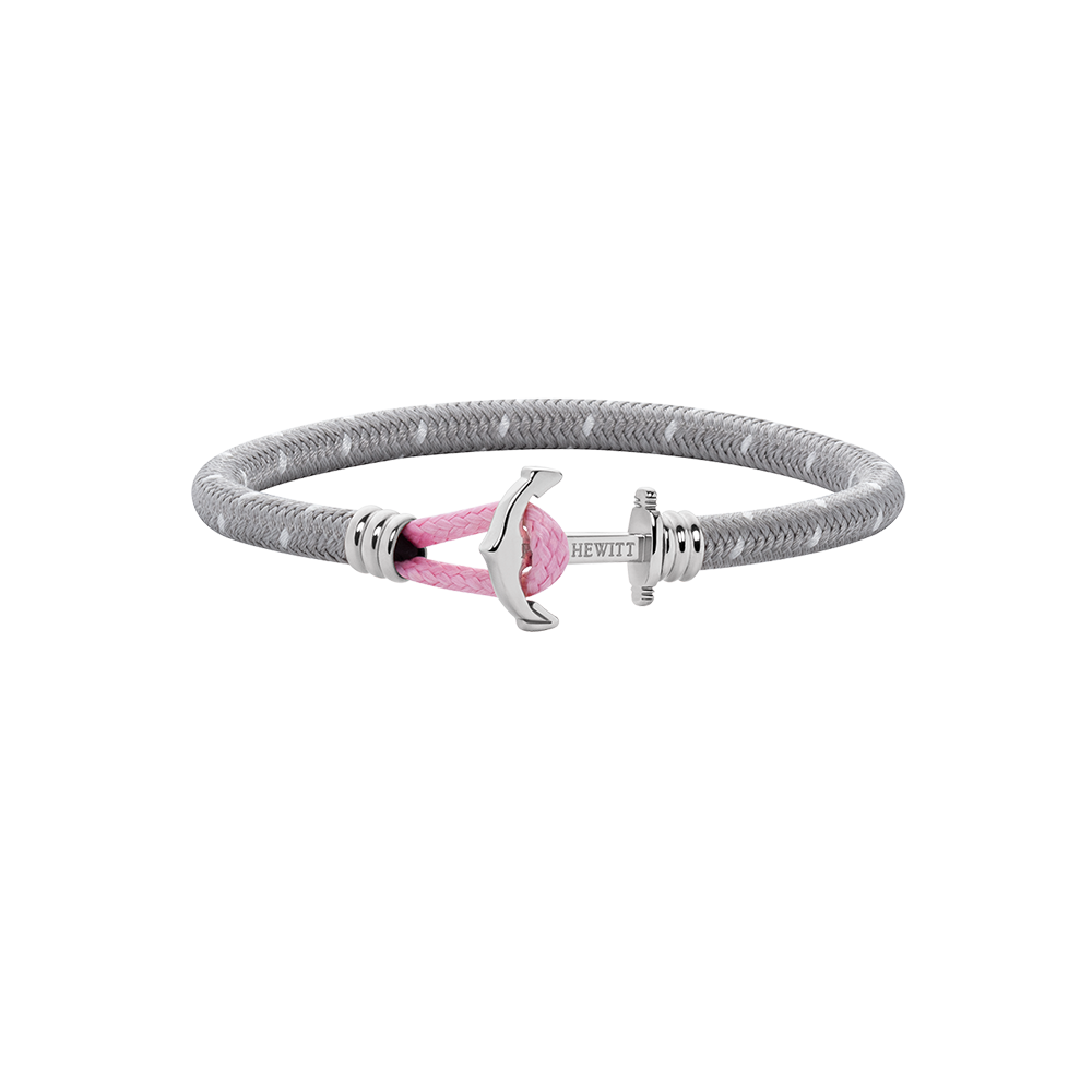 Ankerarmband Phrep Lite Silber Nylon Grau Weiß Rosa