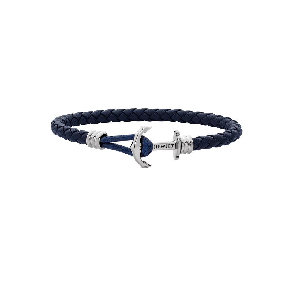 Ankerarmband Phrep Lite Silber Leder Marineblau