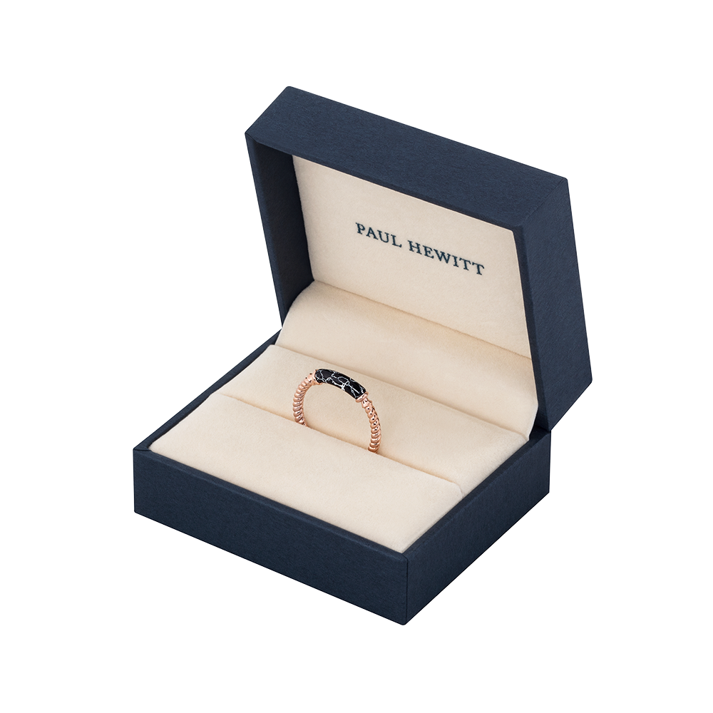 Ring Starboard Roségold Black Marble