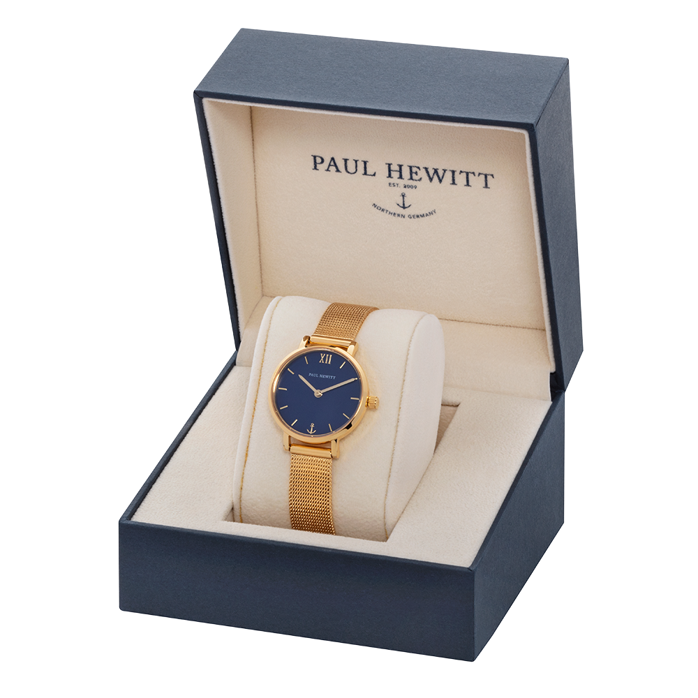 Uhr Modest Blue Lagoon Gold Mesh