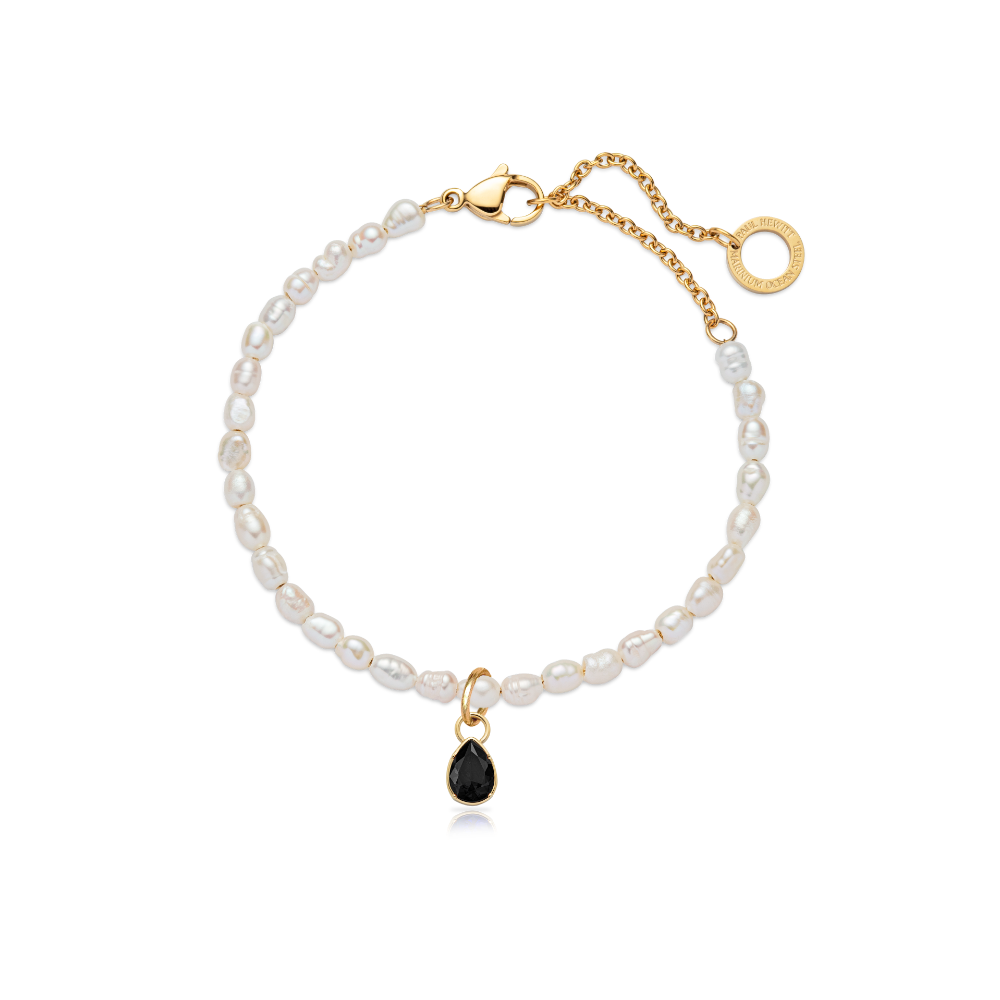 Set Black Stone Charm und Armkette Gold