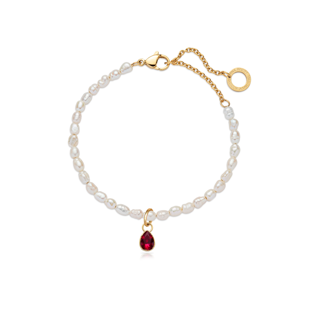 Set Red Stone Charm und Armkette Gold