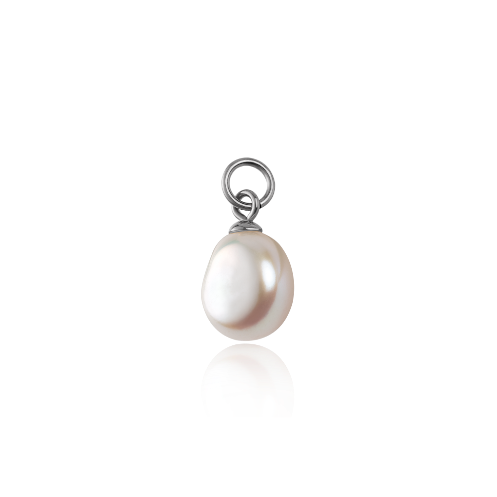 Solid Pearl Charm Silber