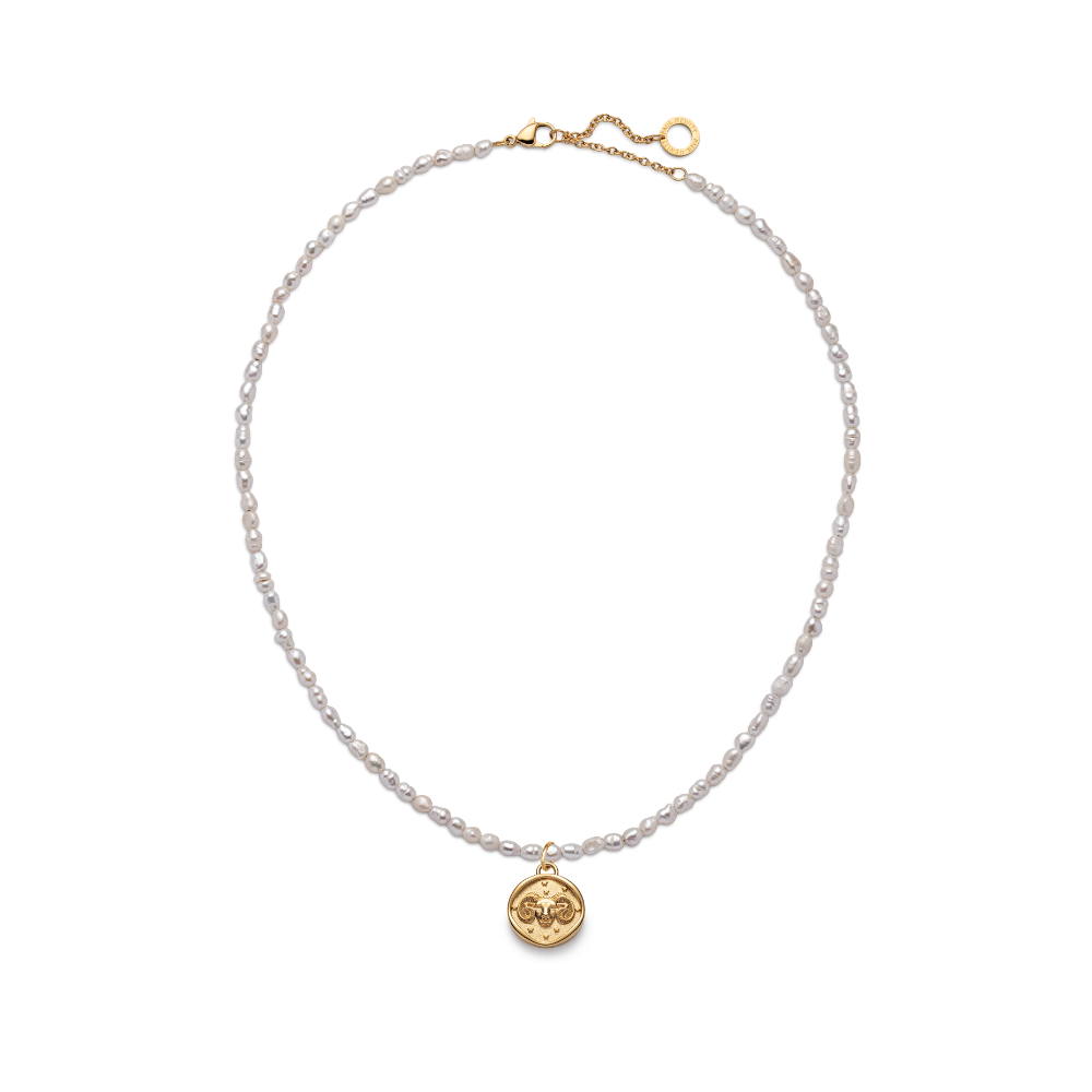 Set Aries Charm und Halskette Gold