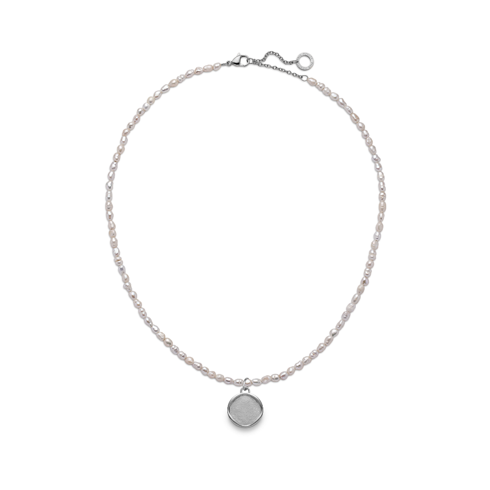 Set Engravable Coin Charm und Halskette Silber