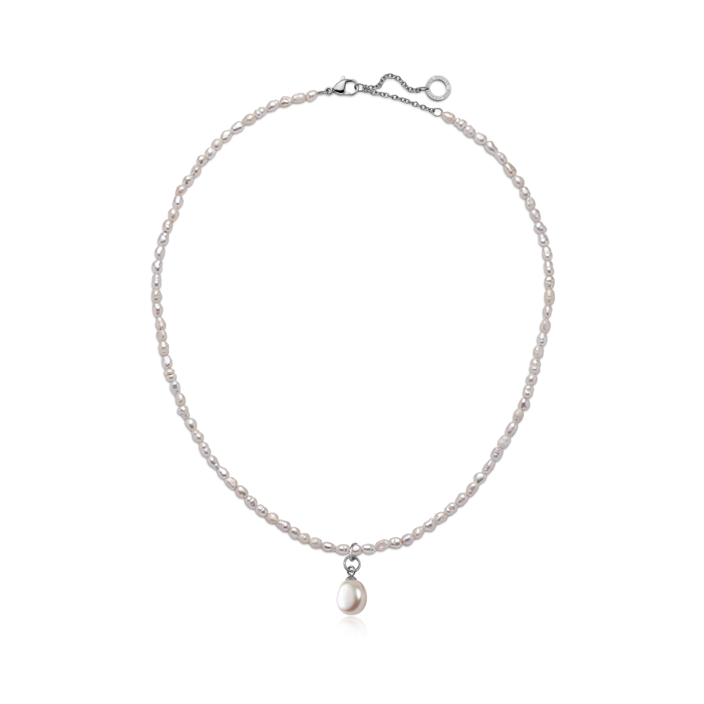 Set Solid Pearl Charm und Halskette Silber