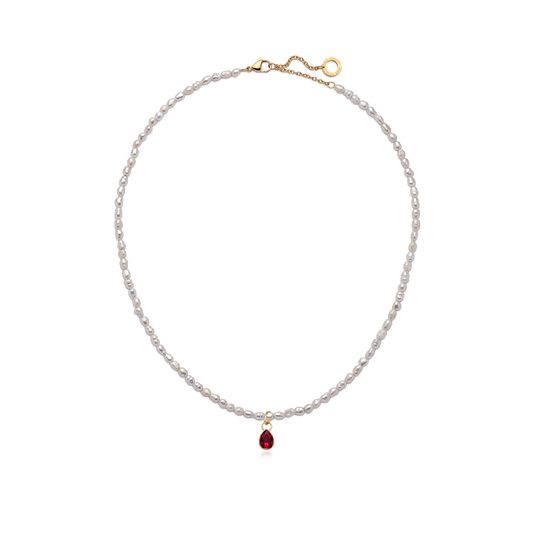 Pearl-Necklace-Red-Stone-Charm-Gold-MariniumNEW-SIZE